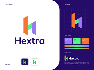 Modern H Letter | Monogram | Hextra - Logo Design abstract brand identity design branding branding identity colorful design gradient graphic design h letter logo illustration logo logo design logo folio minimalist modern monogram ui vector