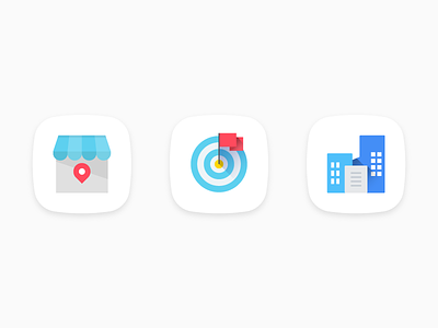 Random business material style icons building company inventory customer services icon icons illustration material design sales sales goals