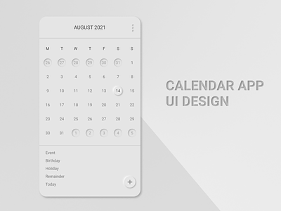 Calendar app Neumorphism UI