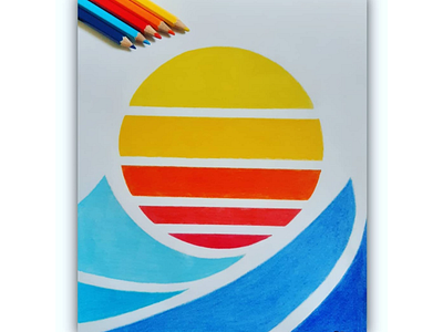 sun and ocean art artist color coloring design designer drawing minimal minimal art sketch