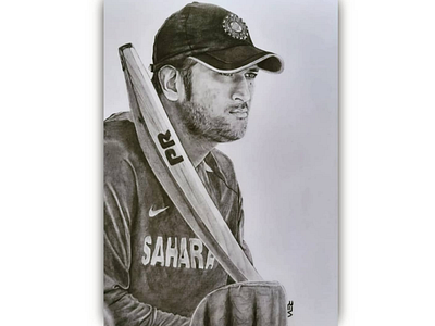 MS dhoni art color cricket csk design designer dhoni drawing graphite pencils hand drawing pencil pencil art sketch