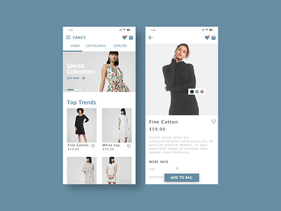 Shopping app UI