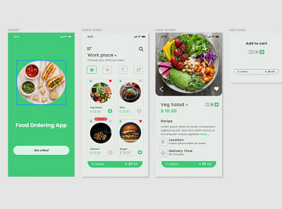 UI design of food ordering app. app app ui branding design figma graphic design illustration logo ui vector