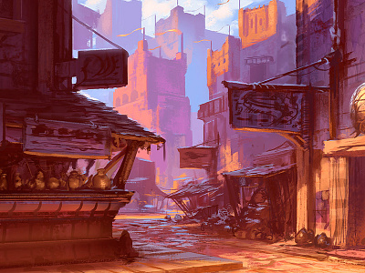 Street scene concept animation concept art