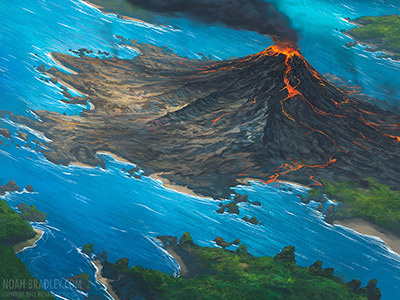 Volcanic Island illustration land magic mtg painting