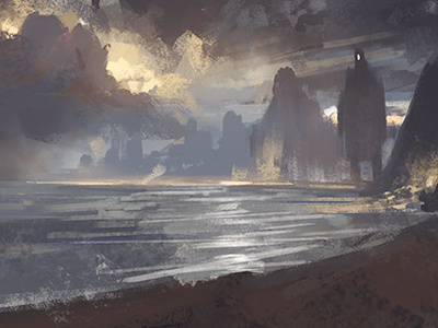 Day At The Beach sketch concept art illustration painting