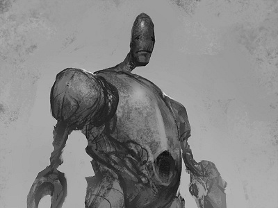 Skinny Sad Robot Sketch concept art illustration