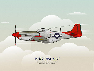 P-51 D "Mustang" aircraft design fly illustration illustrator line lineart mustang plane vector ww2