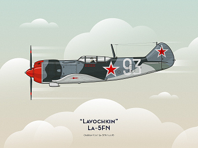 La-5FN "Lavochkin" art design fly illustration illustrator line lineart nice plane poster vector ww2
