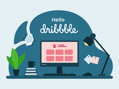 Hello Dribbble design first shot flat graphic design hello hello dribbble illustration vector