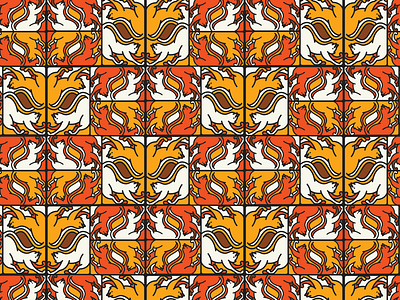 Isolated cats patterns animals cat illustration orange patterns thick line yellow