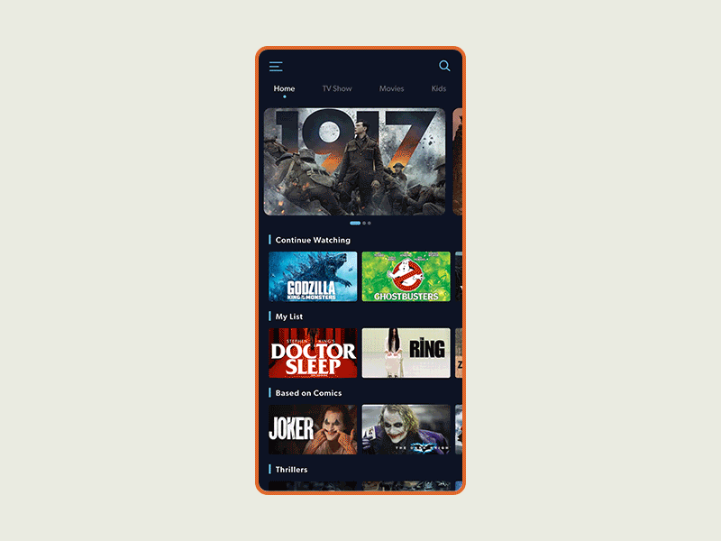 Streaming app concept