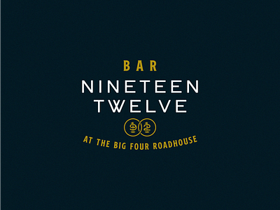 Bar Nineteen Twelve Logo bar blue gold kitchen logotype medallion monogram numbers restaurant