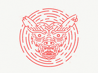 Happy Halloween gremlin illustration red texture thick lines