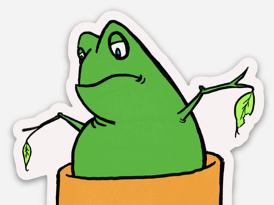 Frog-plant design flat illustration sticker stickers vector