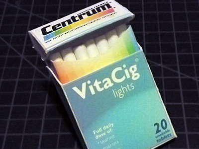 Centrum VitaCig Lights addiction enabling box cigarette culture jamming papercraft please dont sue me probably illegal