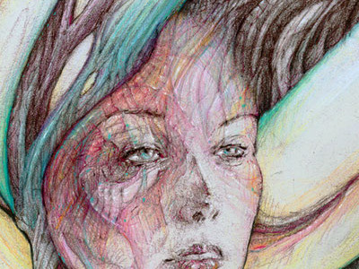 Spring (12"x16.5") art print colored pencil illustration portrait prismacolor woman