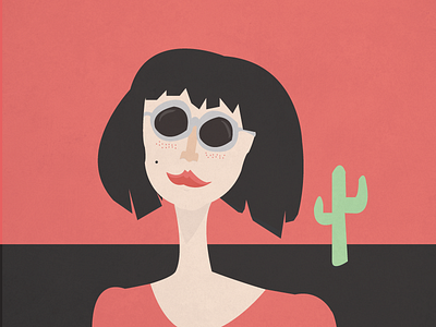 Spy me. bangs cactus desert freckles girl glasses illustration pink spy