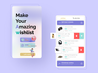 Wishlist App 3d app design gift interface mobile mobile design to do list ui ux wishlist