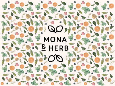 Pattern for MONA & HERB branding corporate design fresh fruits herbs logo pattern