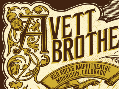 Avett Red Rocks avett brothers concert gigposter music type vintage