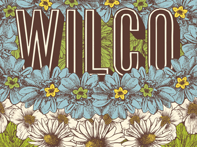 Wilco - Rochester, NY flowers gigposter music poster screenprint