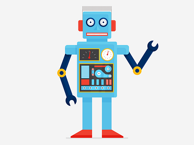 Tin Toy Robot 2d after effects animation character design illustration retro robot shape layers tin toy vintage