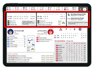 Gameday - Watchlist design ui ux