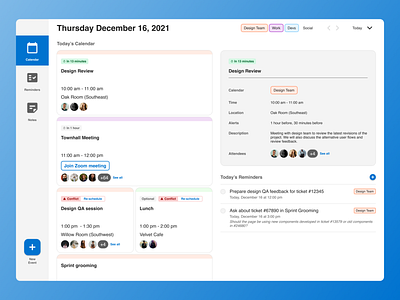 Task Management Dashboard - Calendar Today View
