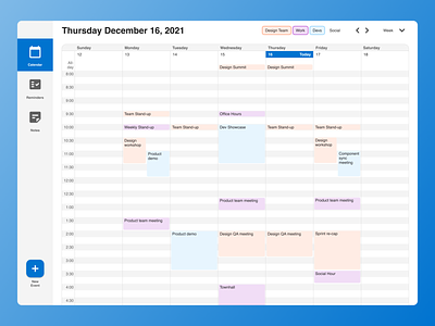 Task Management Dashboard - Calendar Week View design ui ux