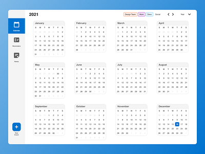 Task Management Dashboard - Calendar Year View