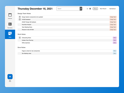 Task Management Dashboard - Calendar Notes List View design ui ux