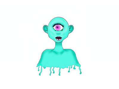 1 eyed alien alien blue lady png woman
