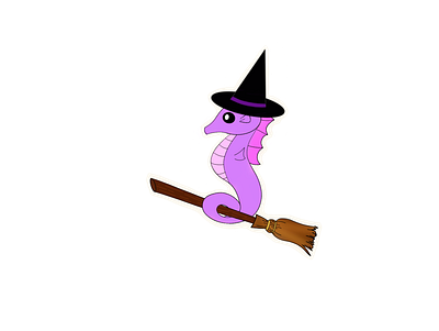 Witch seahorse digital art illustration