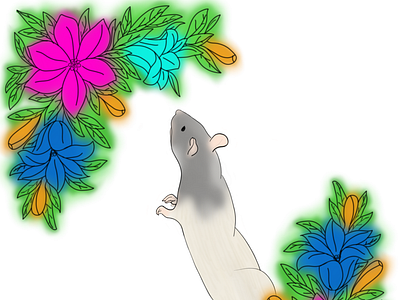 Rat with flowers