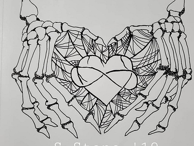 Skelly poly heart drawing
