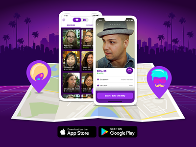 Dating app app illustration interface ios mobile ui ux