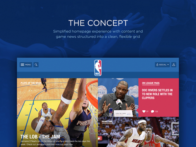 NBA.COM Concept basketball behance grid interface mobile nba responsive sports typography ui website
