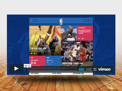 NBA.COM Concept - Project Video basketball behance grid interface mobile responsive sports typography ui video vimeo website