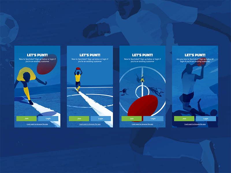 App Onboarding Illustrations sportsbet app android ui ux mobile