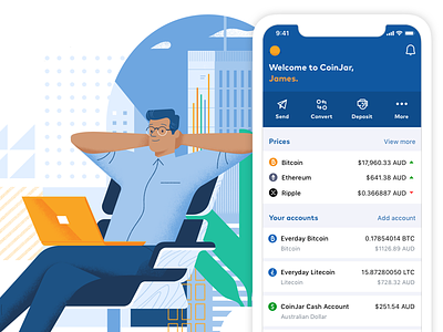 New CoinJar website cryptocurrency finance fintech illustration interface ui ux website
