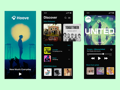 Hoove - Music Discovery App app behance branding cover dailyui design dribbble dribbblers figma icon logo mobile music productdesign ui uidesign userexperience ux vector