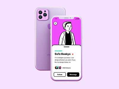 Profile Page app appdesign branding design icon illustration ios iphone logo mockup page pink profile typography ui ux vector violet wireframe