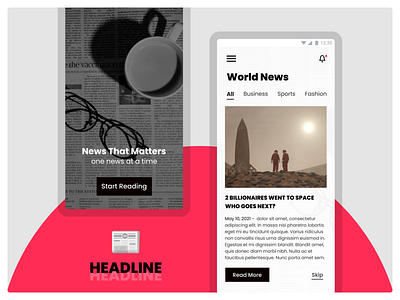 Headline - News App 3d android app apple branding design figma google graphic design icon illustration logo news ps shape trending typography ui ux vector