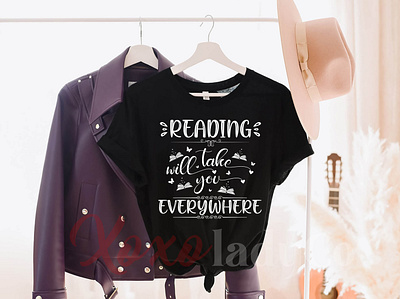 "READING WILL TAKE YOU EVERYWHERE" T-Shirt Design animation app art branding custom shirt custom t shirt design flat graphic design icon illustration logo many book t shirt minimal retro design typography typography design ui ux vector