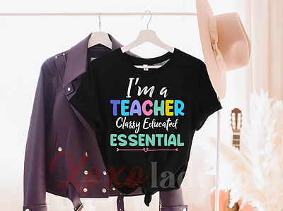 "I'm a teacher classy educated essential" T-Shirt Design animation app art branding custom shirt custom t shirt design graphic design icon illustration logo many book t shirt minimal retro design t shirt typography typography design ui ux vector