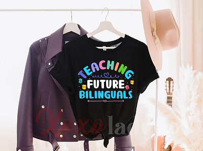 "Teaching future bilinguals" T-Shirt Design animation app art branding custom t shirt design icon illustration logo many book t shirt minimal retro design t shirt typography typography design ui ux vector