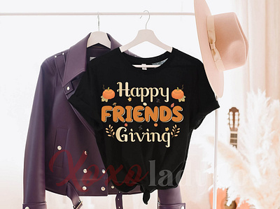 "Happy Friendsgiving" T-shirt Design animation app art branding custom t shirt design flat graphic design icon illustration logo many book t shirt minimal thankful family typography ui ux vector web