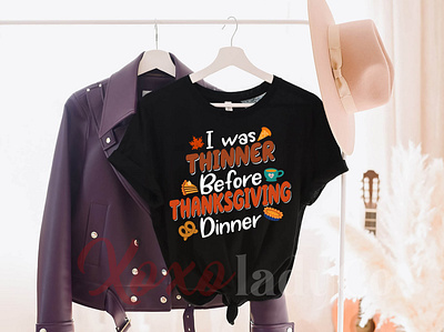 "I Was Thinner Before Thanksgiving Dinner" T-Shirt Design animation app art branding custom t shirt design friendgiving icon illustration logo many book t shirt minimal typography ui ux vector web