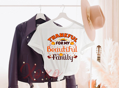 "Thankful For My Beautiful Family" T-Shirt Design animation art branding custom shirt custom t shirt design graphic design illustration logo many book t shirt minimal retro design t shirt thankful family thanksgiving turkey t shirts typography typography design ui ux vector